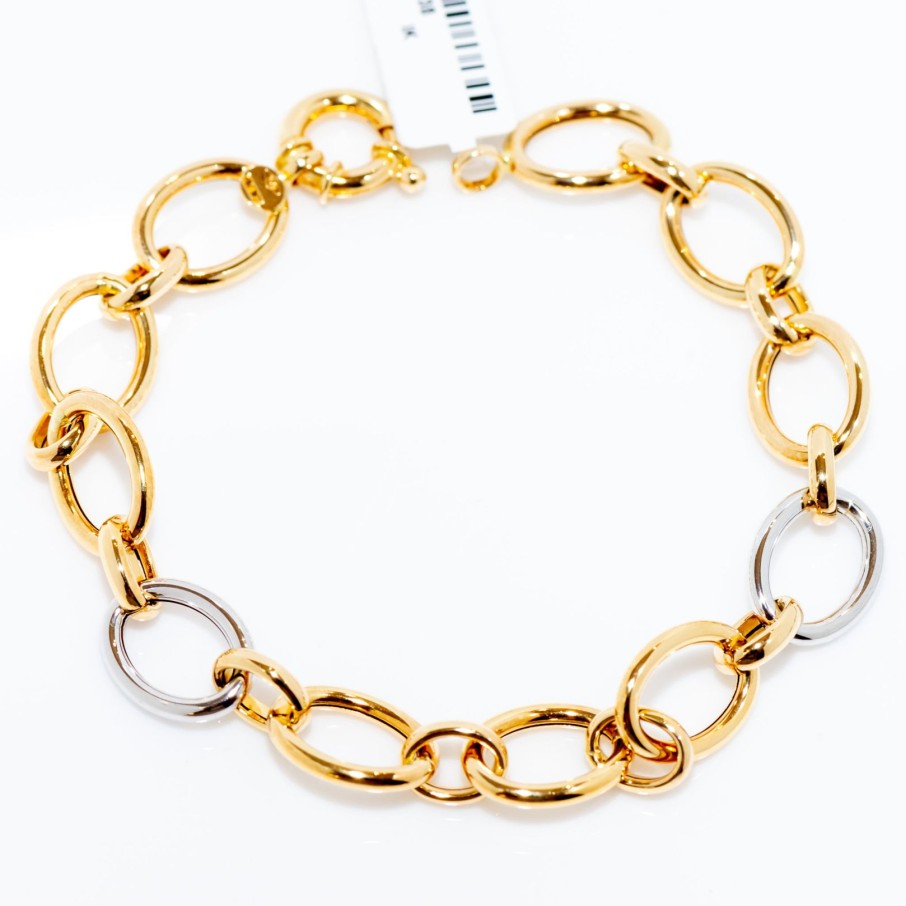 Gioielli Barron Gioielli Catena | Bracciale Catena In Oro Giallo E Bianco 18Kt