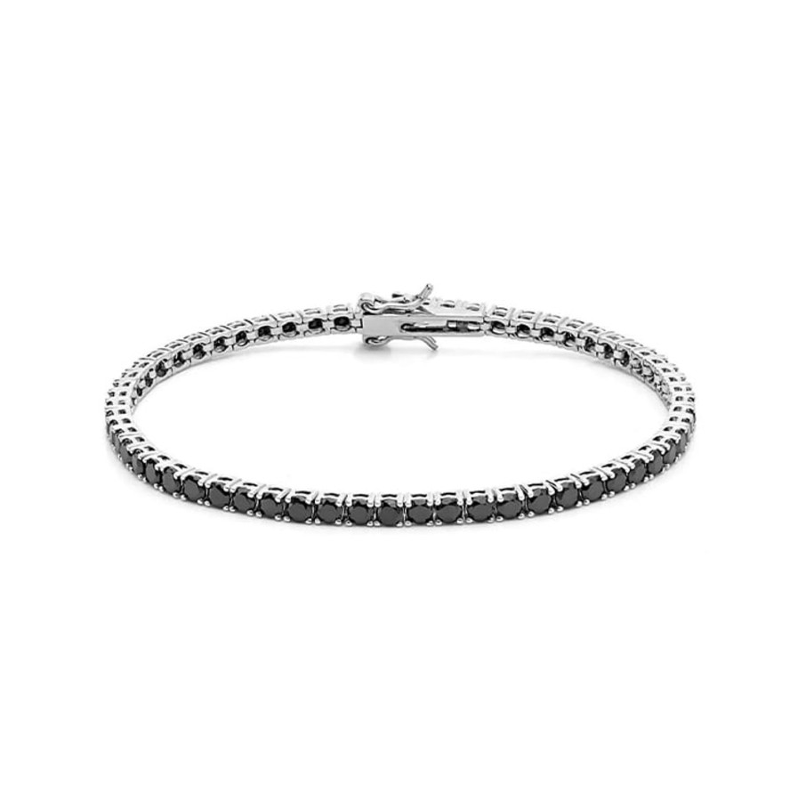 Gioielli Barron Gioielli Tennis | Bracciale Tennis Diamanti Neri Oro Bianco