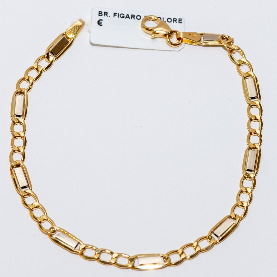 Gioielli Barron Gioielli Catena | Bracciale Figaro Bicolore In Oro 18Kt