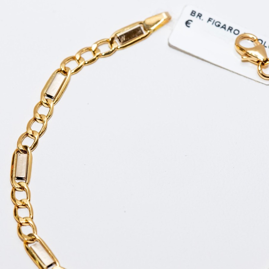 Gioielli Barron Gioielli Catena | Bracciale Figaro Bicolore In Oro 18Kt