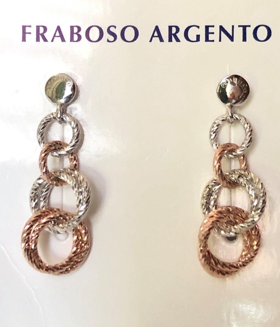 Gioielli Fraboso Argento | Orecchini Fraboso In Argento 925 Bianco E Rose