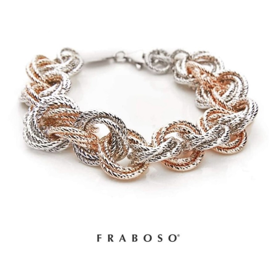 Gioielli Fraboso Argento | Bracciale Fraboso Argento Bianco E Rosa Diamantato 925