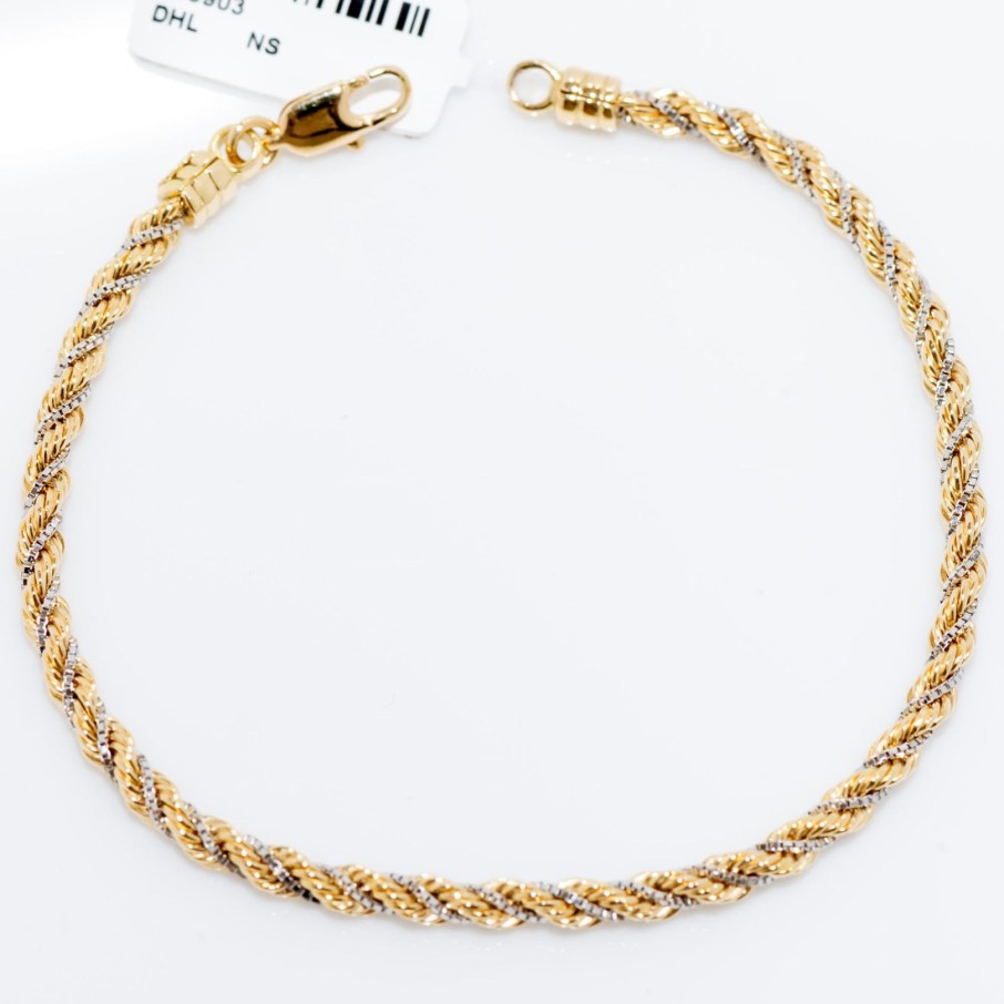 Gioielli Barron Gioielli Catena | Bracciale Corda In Oro Giallo E Bianco 18Kt