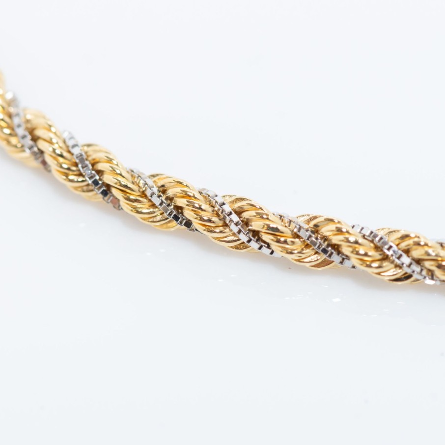 Gioielli Barron Gioielli Catena | Bracciale Corda In Oro Giallo E Bianco 18Kt