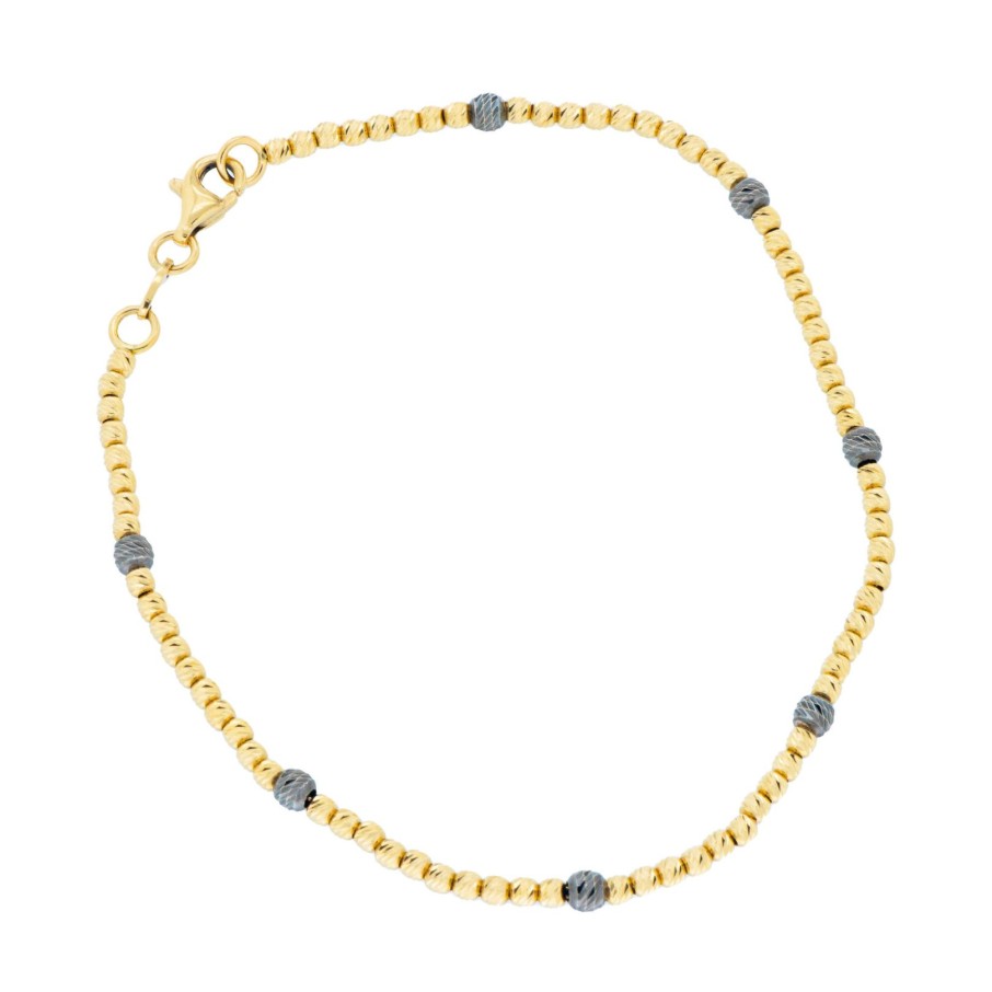 Gioielli Barron Gioielli Catena | Bracciale In Oro Giallo Con Boule Diamantate Brunito