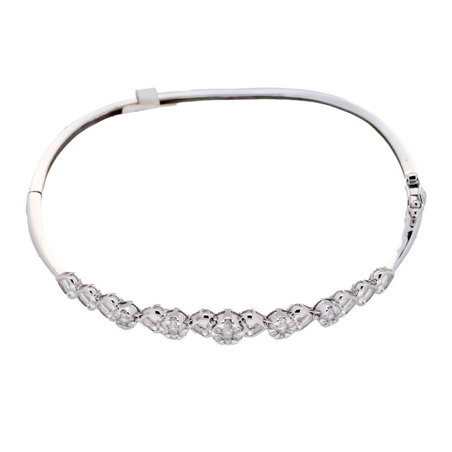 Gioielli Barron Gioielli Rigidi | Bracciale Rigido In Oro Bianco 18Kt E Diamanti