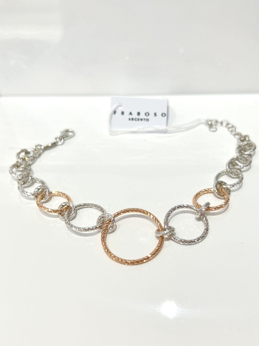 Gioielli Fraboso Argento | Bracciale Fraboso Argento Bianco E Rosa Diamantato 925