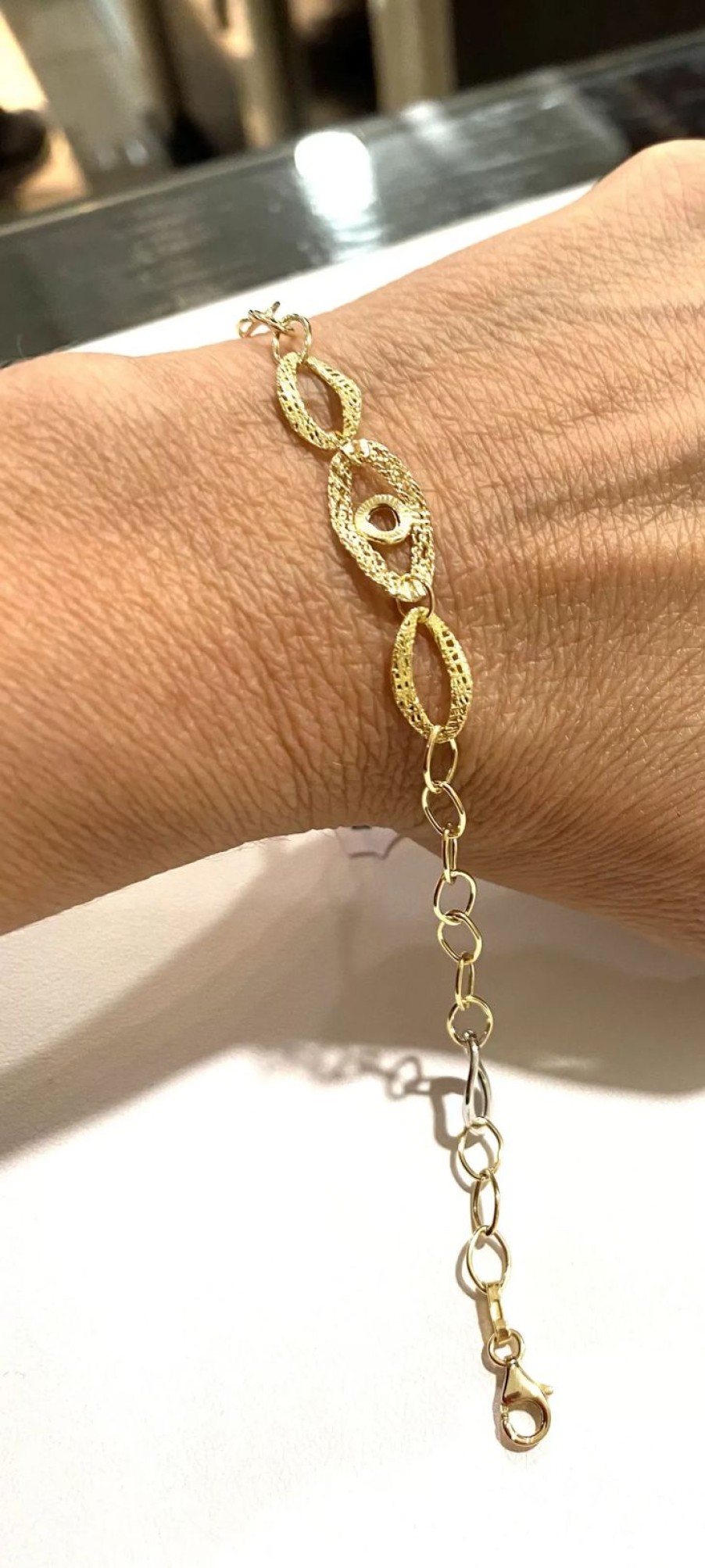 Gioielli Barron Gioielli Catena | Bracciale Oro Giallo Lavorazione Satinata