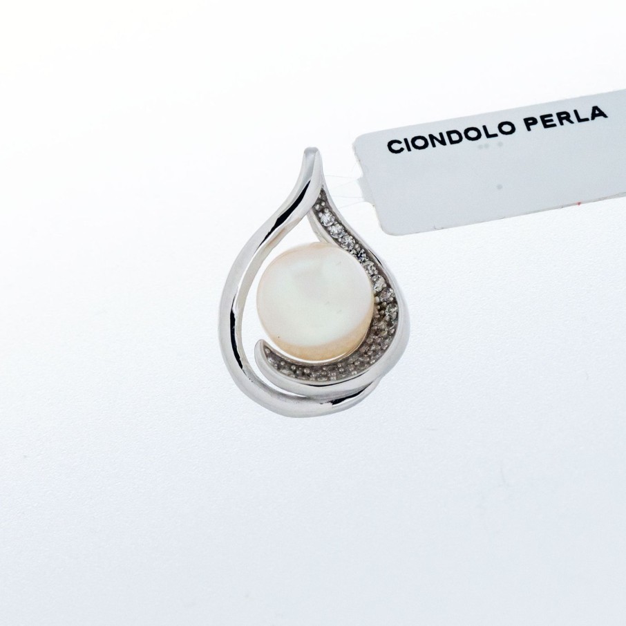 Gioielli Barron Gioielli Ciondoli E Pendenti | Ciondolo Con Perla In Oro Bianco 18Kt