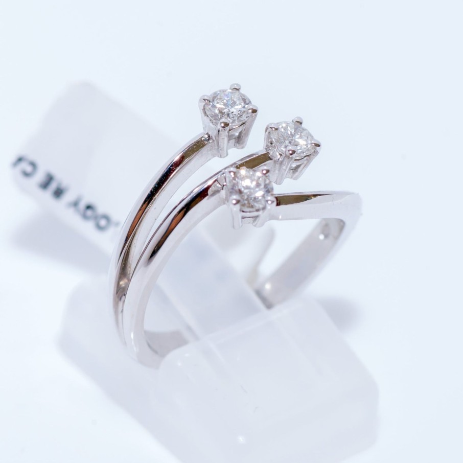 Gioielli Barron Gioielli Trilogy | Anello Trilogy In Oro Bianco 18Kt Con Diamanti 0.54Ct