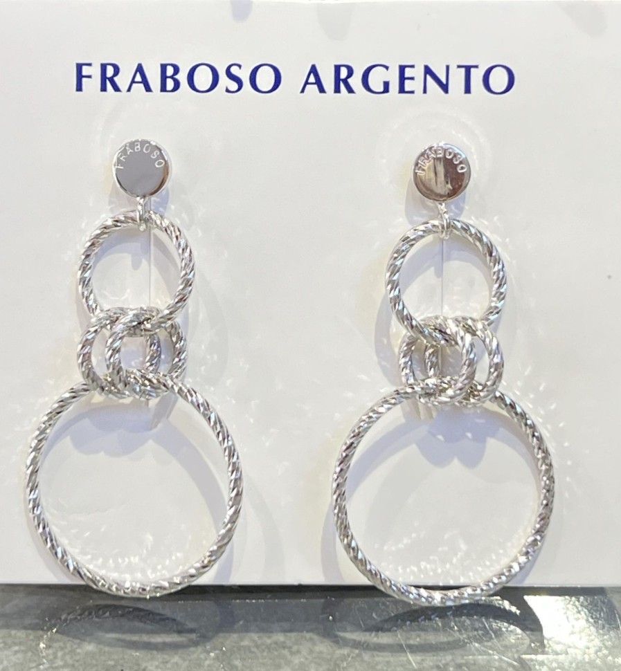 Gioielli Fraboso Argento | Orecchino In Argento Diamantato Pendente