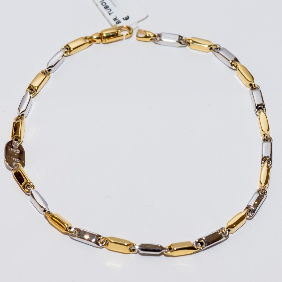 Gioielli Barron Gioielli Catena | Bracciale Tubolare Bicolore In Oro 18Kt