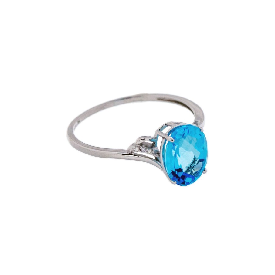 Gioielli Barron Gioielli Pietre Colorate | Anello Con Topazio Azzurro E Diamanti