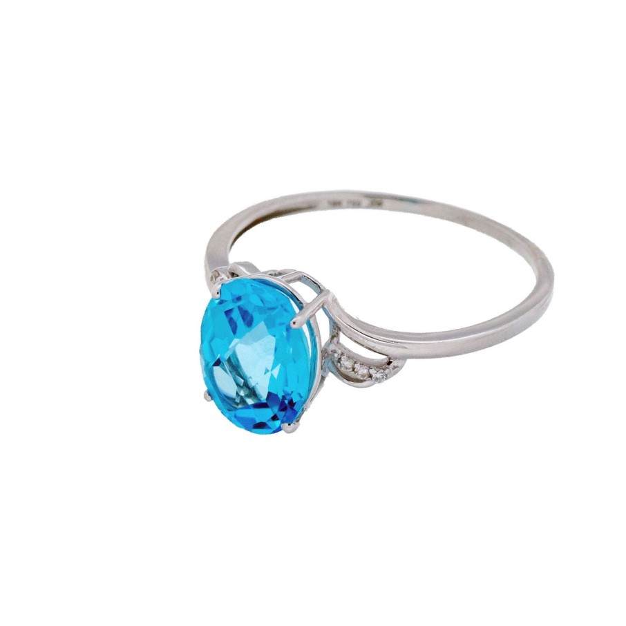 Gioielli Barron Gioielli Pietre Colorate | Anello Con Topazio Azzurro E Diamanti