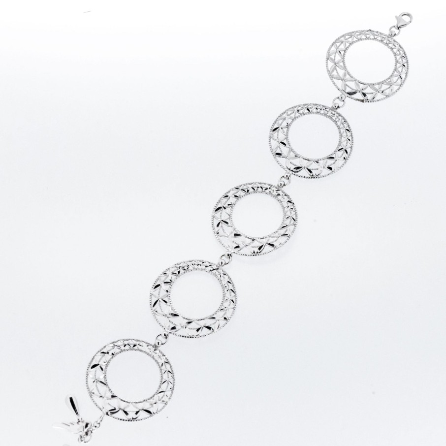 Gioielli Barron Gioielli Catena | Bracciale In Oro Bianco 18Kt Diamantato